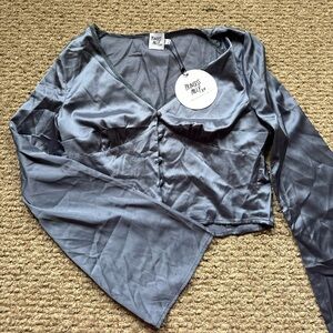 Princess Polly Blue Satin Long Sleeve top